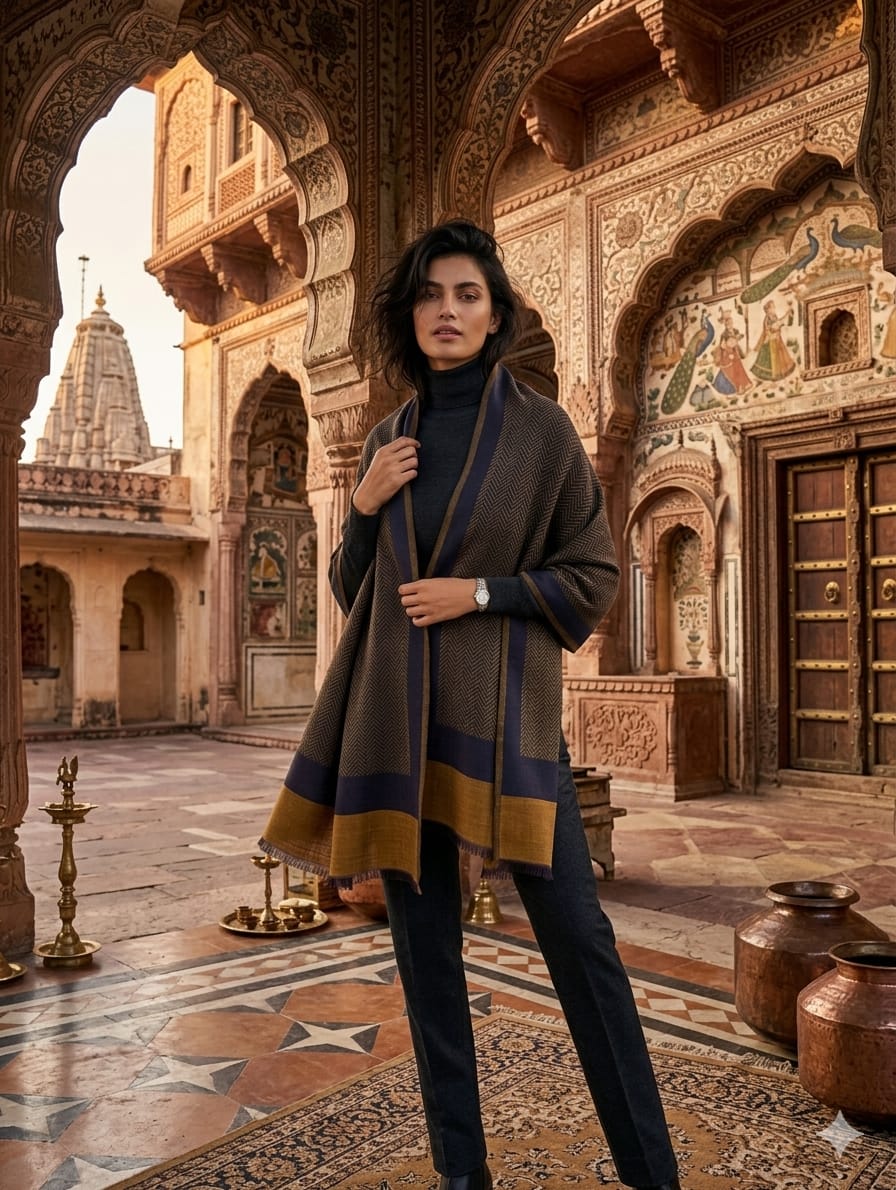 Jacquard design zari reversible stole