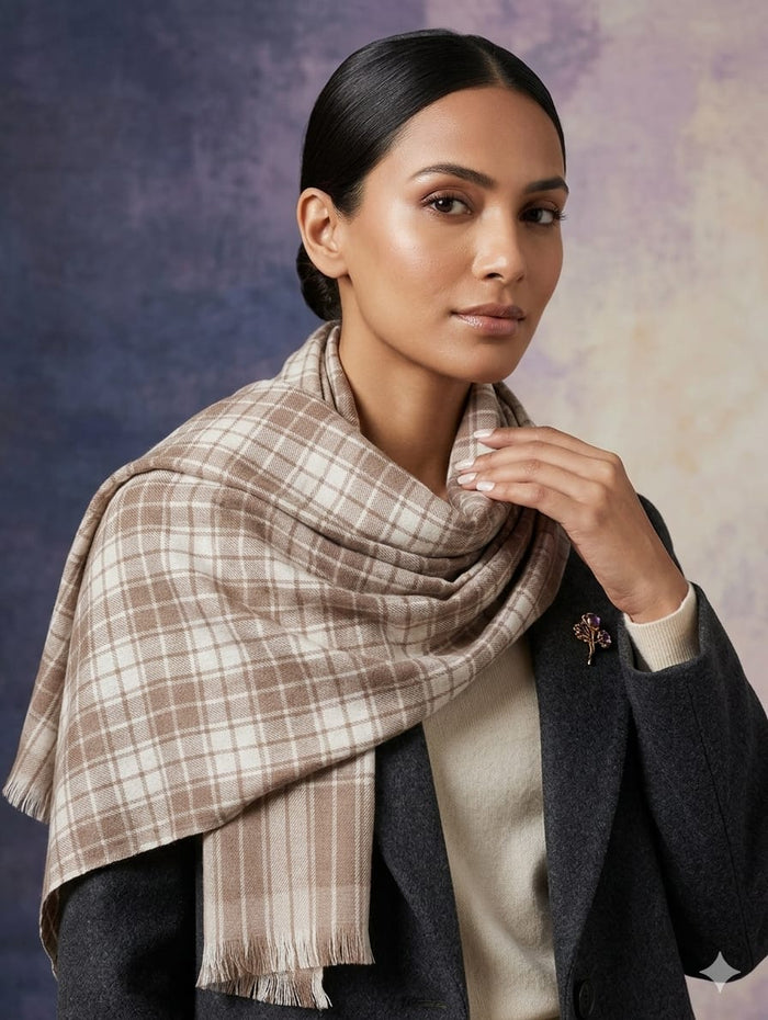 Pashmina check unisex muffler