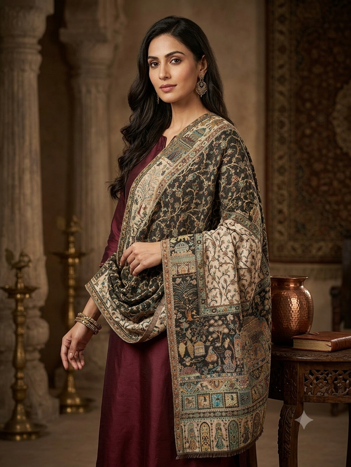 Mughal Darbar reversable unisex stole
