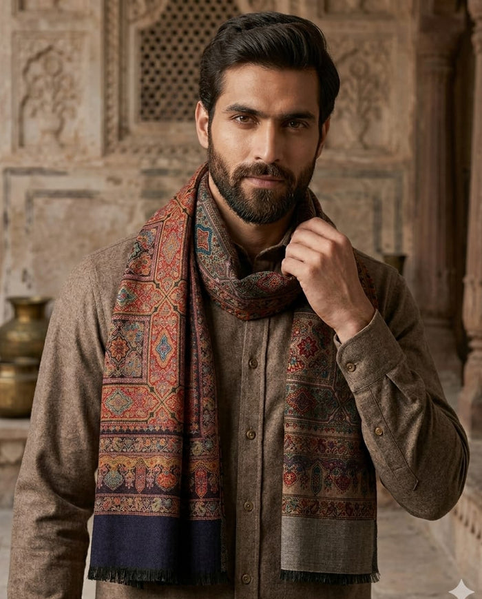 Kanni reversible muffler embroidery & floral pattern