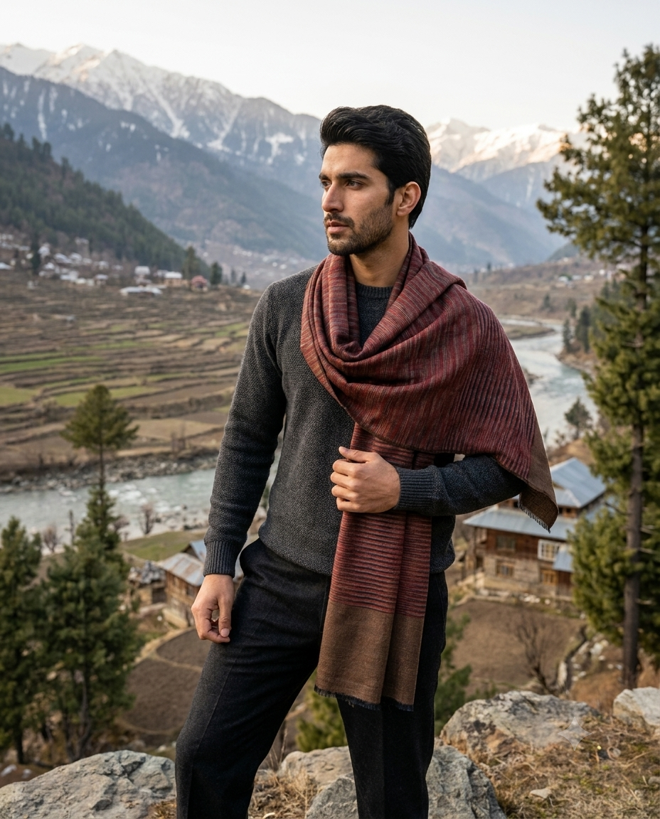 Pashmina ikeat weave unisex muffler