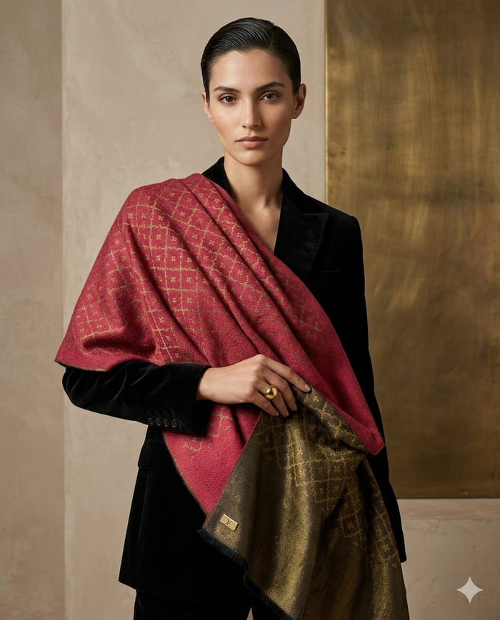 Zari reversible ruby design stole